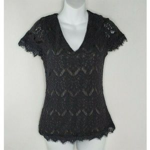 BKE Buckle Boutique Olive Green V-Neck Lace Size S